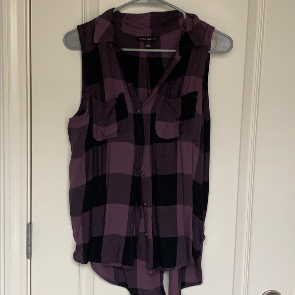 Sleeveless plaid blouse